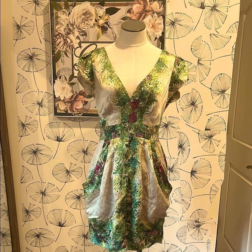 Nannette Lepore  2 Floral Green and White Dress
